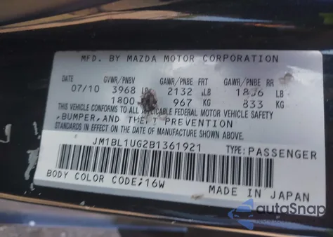 2011 Mazda Mazda3 I Sport z USA, uszkodzony, nr VIN JM1BL1UG2B1361921